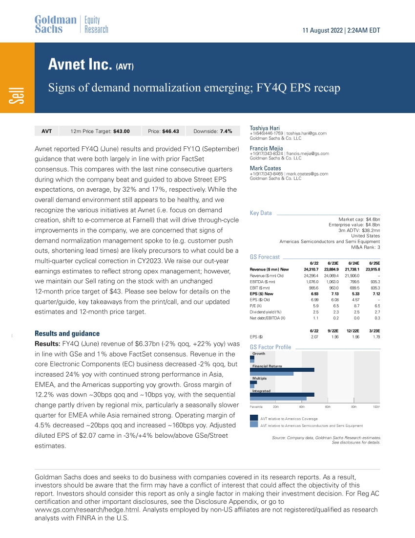 Avnet Inc. (AVT)_ Signs of demand normalization emerging; FY4Q EPS recap(1)Avnet Inc. (AVT)_ Signs of demand normalization emerging; FY4Q EPS recap(1)_1.png